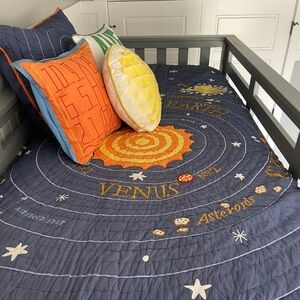 2017 Crate & Barrel Kids Land Of Nod Solar System Planet Twin Quilt Sham Navy